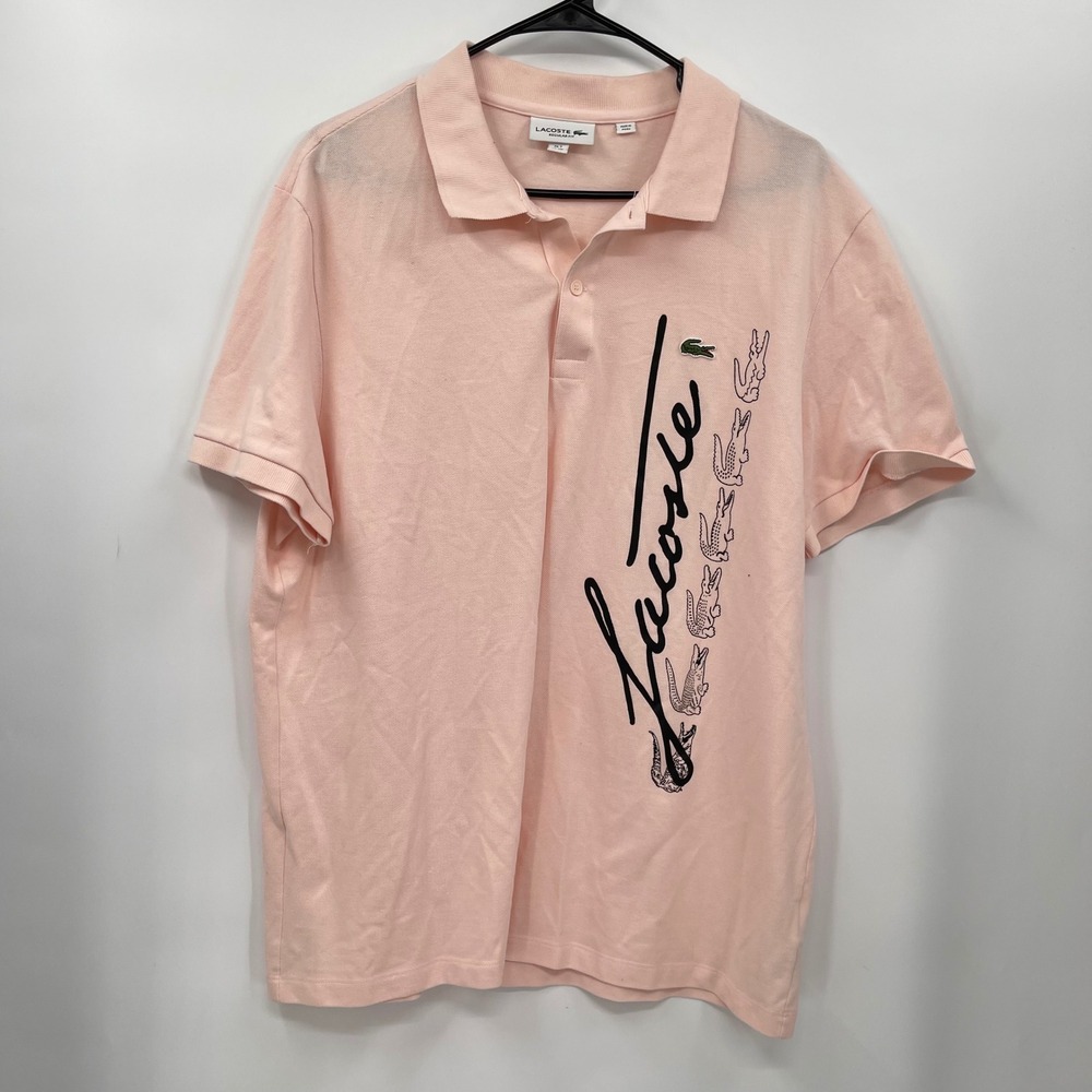 Lacoste Regular Fit Pink Short Sleeve Polo Shirt Men's XXL - Picture 1 of 11
